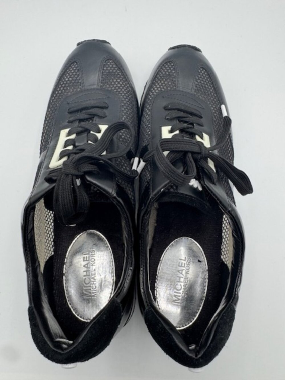 Michael Kors Black Leather and Mesh Sneakers Women's 10 - Picture 3 of 8